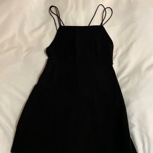 Fitted Black Short Dress with Strappy Back